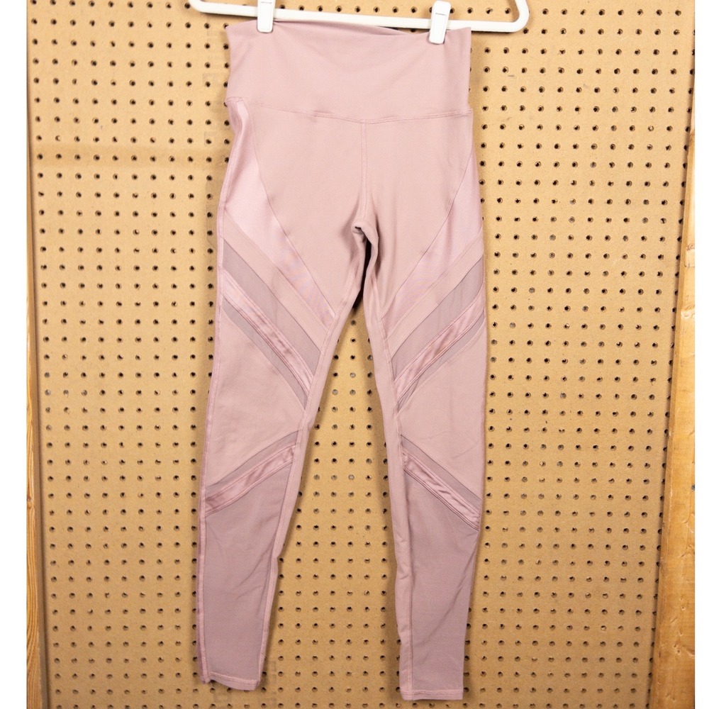 Alo Yoga High-Waist Moto Leggings Dusty Rose Pink Mesh Panel Yoga Pants‎ Women M